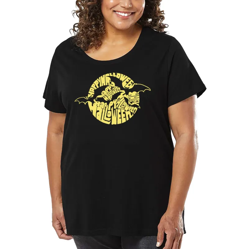 Women's Plus Size Word Art T-shirt - Halloween Bats sold by LA Pop Art