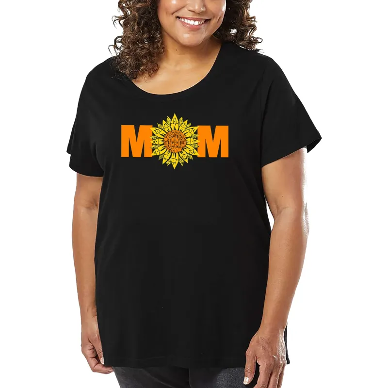Women's Plus Size Word Art T-shirt - Mom Sunflower sold by LA Pop Art