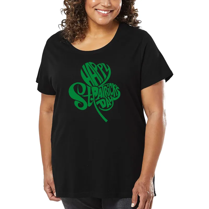 Women's Plus Size Word Art T-shirt - St. Patrick's Day Shamrock sold by LA Pop Art