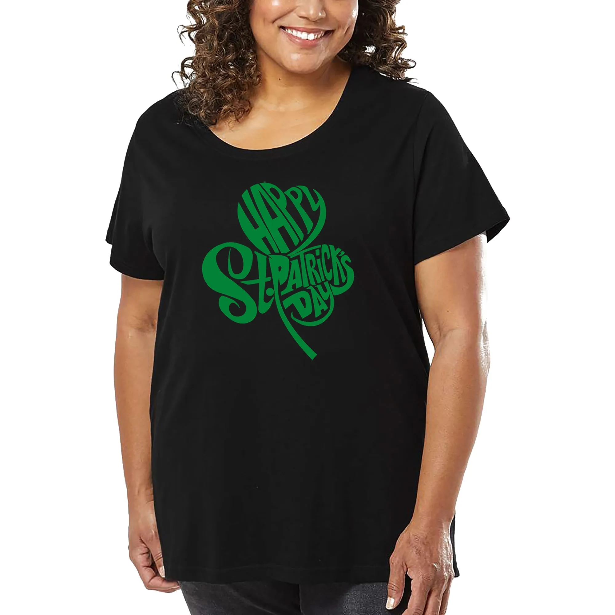 Women's Plus Size Word Art T-shirt - St. Patrick's Day Shamrock sold by LA Pop Art
