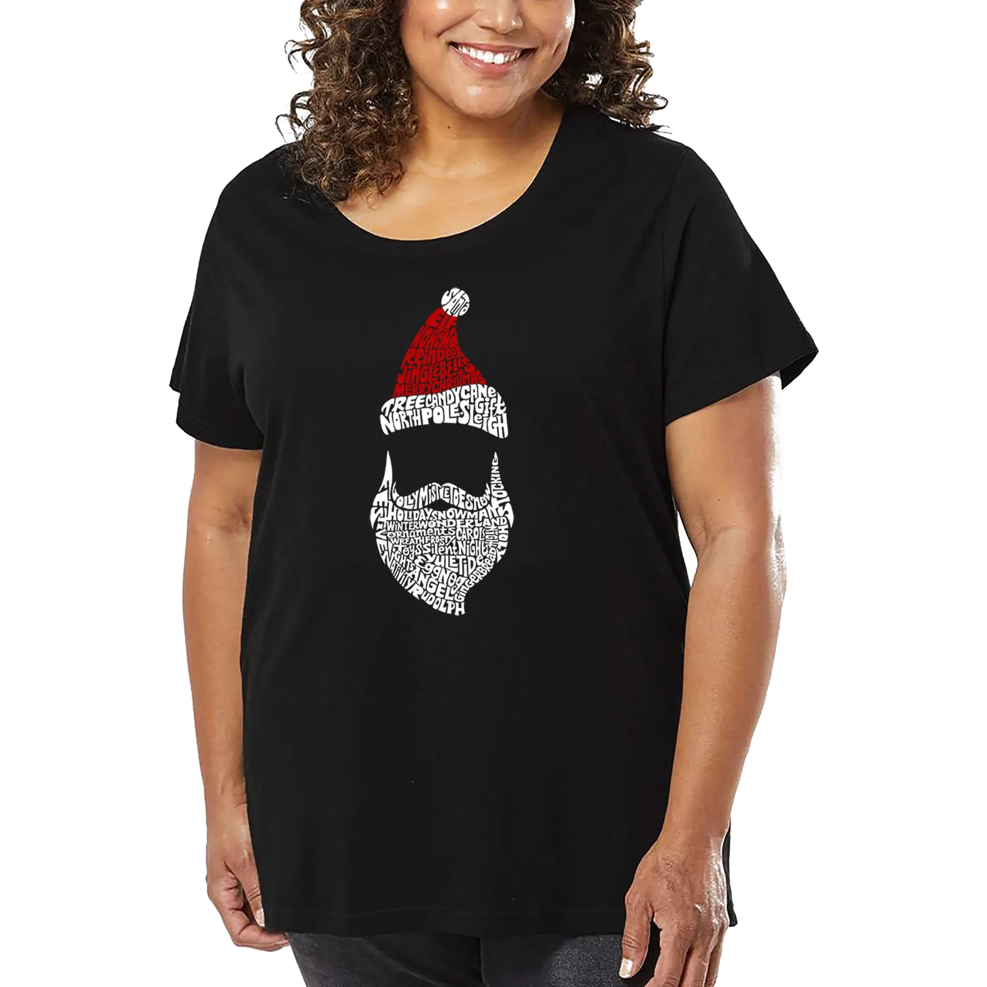 Women's Plus Size Word Art T-shirt - Santa Claus sold by LA Pop Art