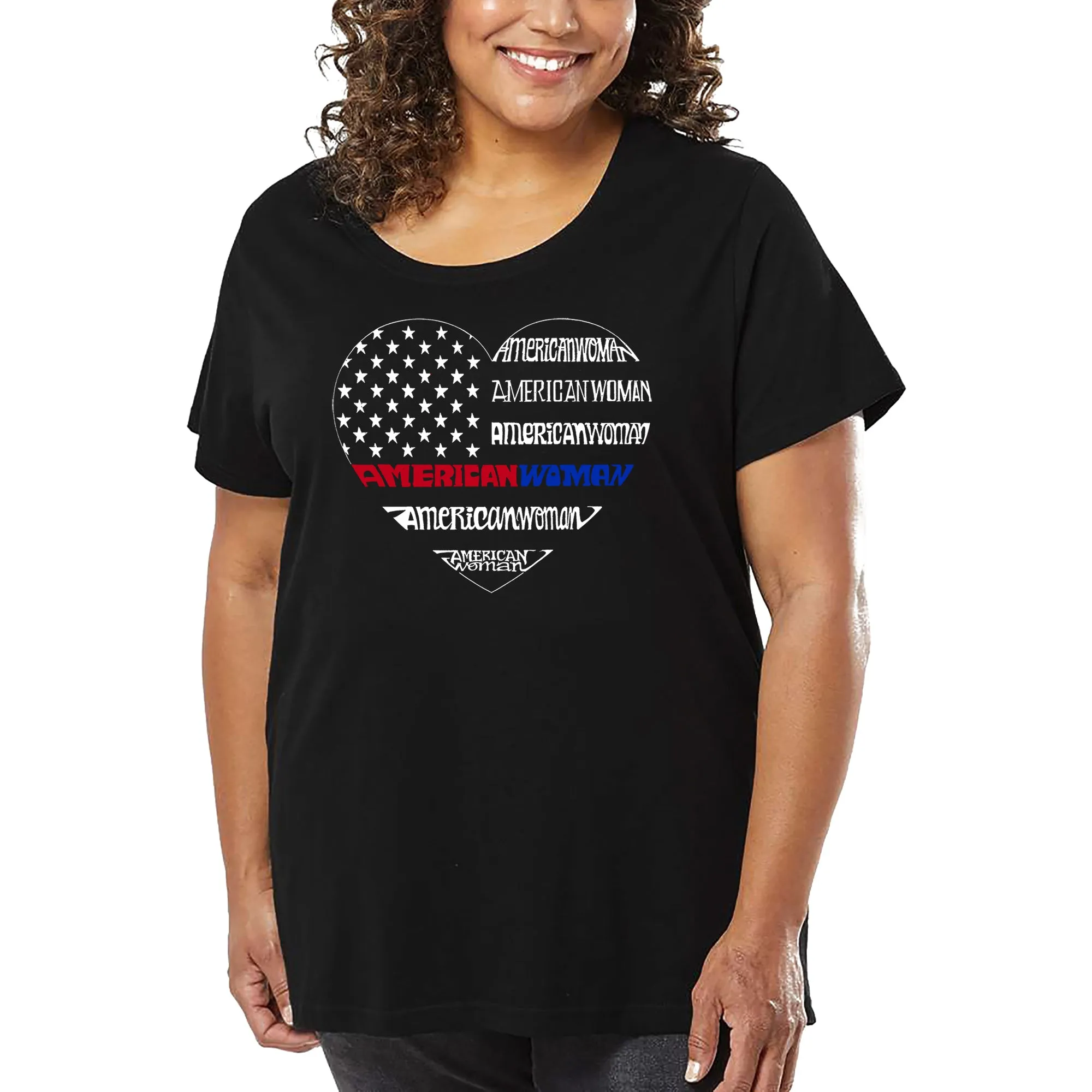 Women's Plus Size Word Art T-shirt - American Woman sold by LA Pop Art