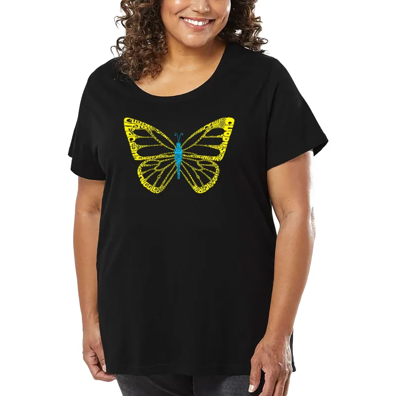 Women's Plus Size Word Art T-shirt - Butterfly sold by LA Pop Art