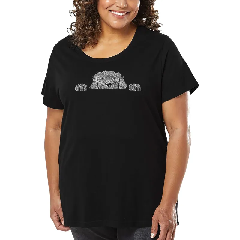 Women's Plus Size Word Art T-shirt - Peeking Dog sold by LA Pop Art