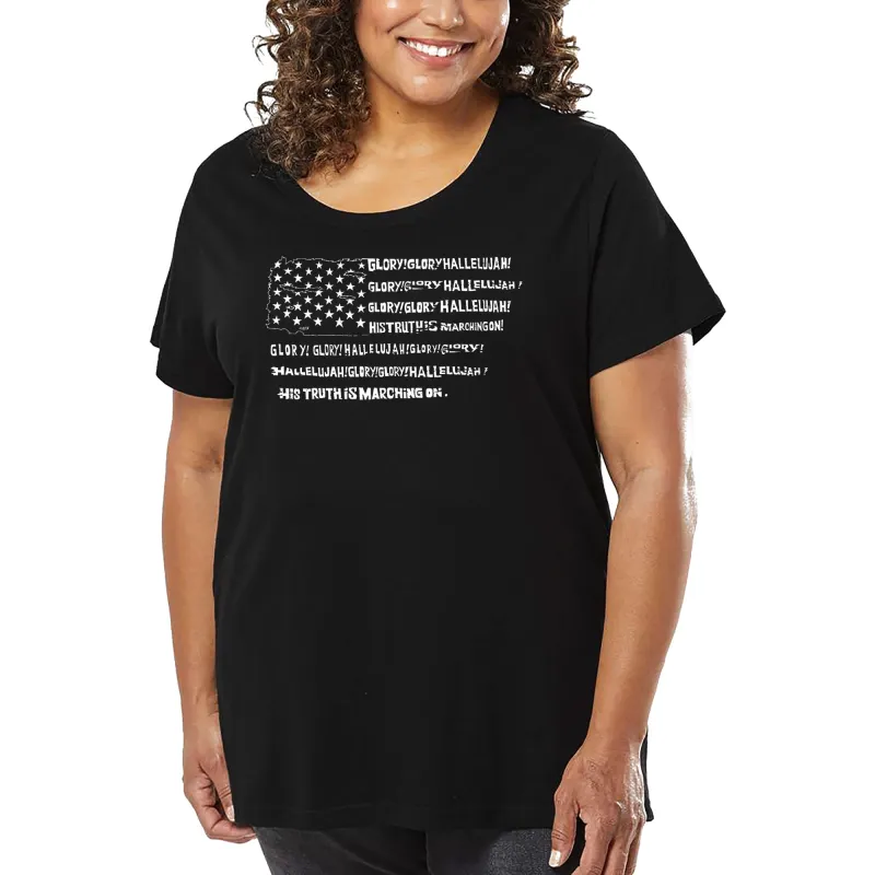 Women's Plus Size Word Art T-shirt - Glory Hallelujah Flag sold by LA Pop Art