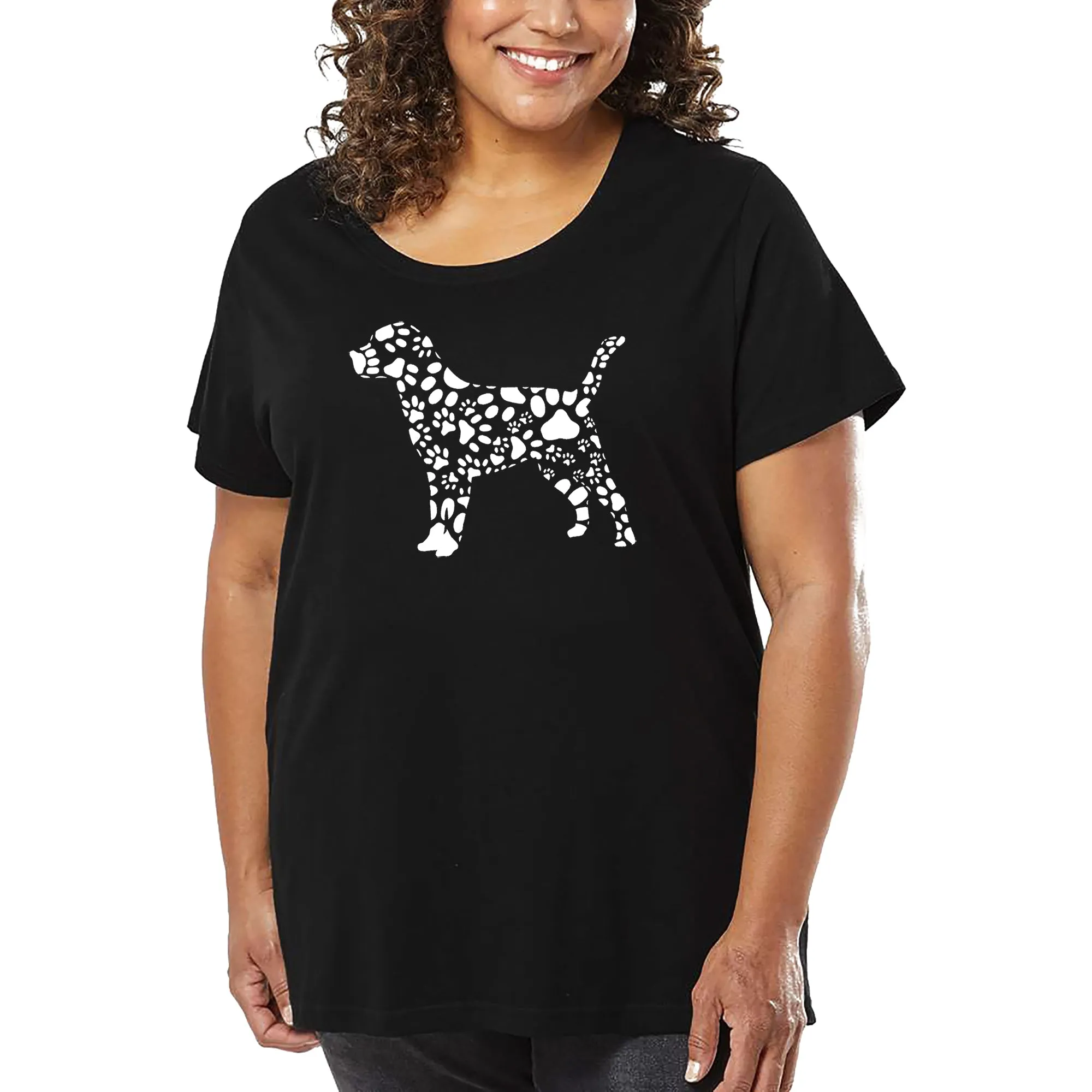 Women's Plus Size Word Art T-shirt - Dog Paw Prints sold by LA Pop Art