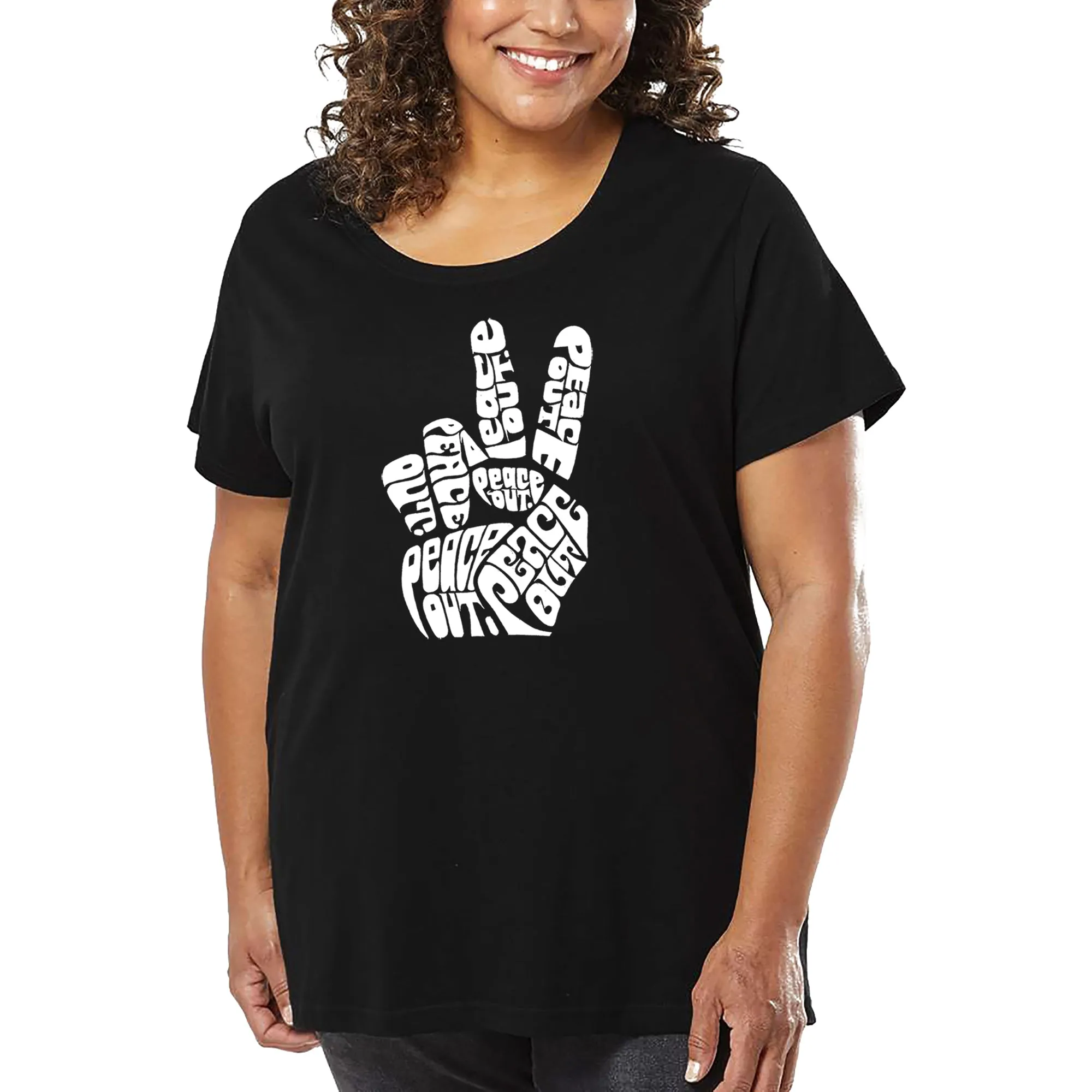 Women's Plus Size Word Art T-shirt - Peace Out sold by LA Pop Art