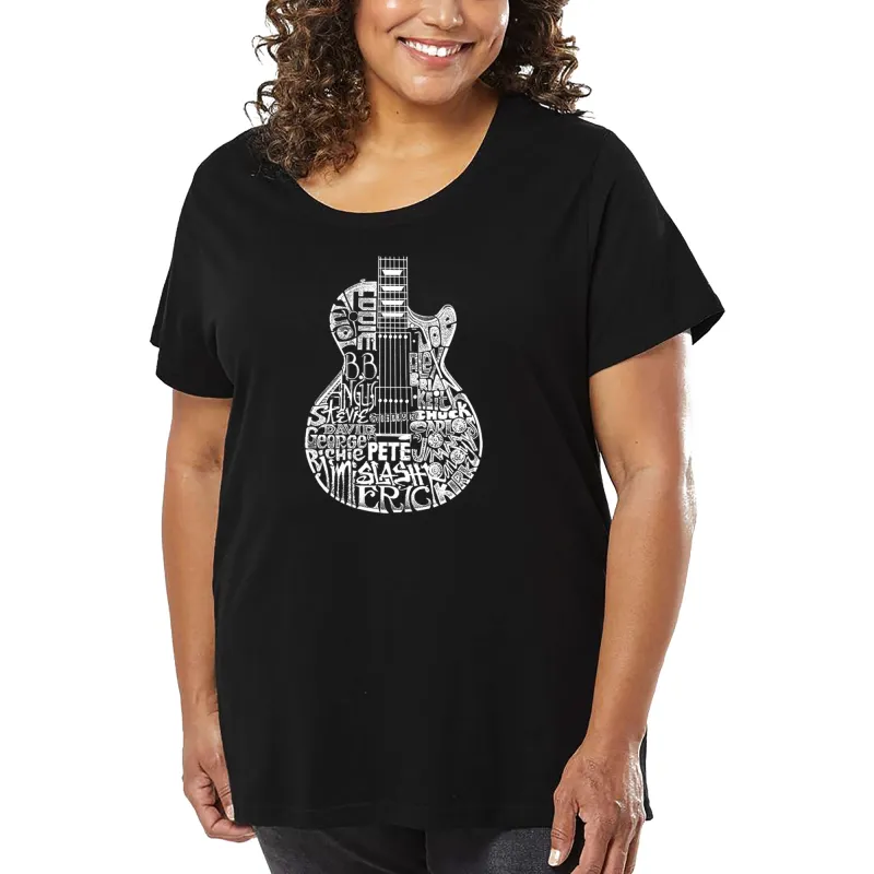Women's Plus Size Word Art T-shirt - Rock Guitar Head sold by LA Pop Art