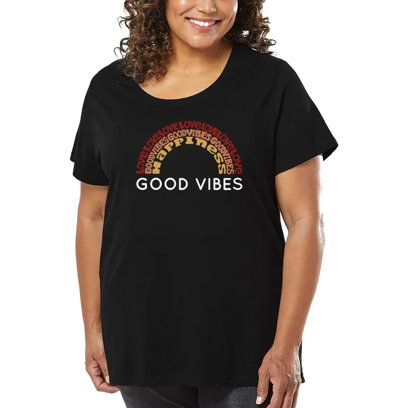 Women's Plus Size Word Art T-shirt - Good Vibes sold by LA Pop Art