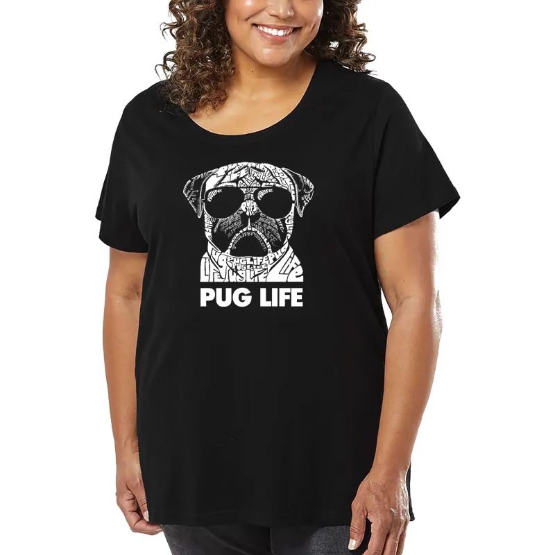 Women's Plus Size Word Art T-shirt - Pug Life sold by LA Pop Art