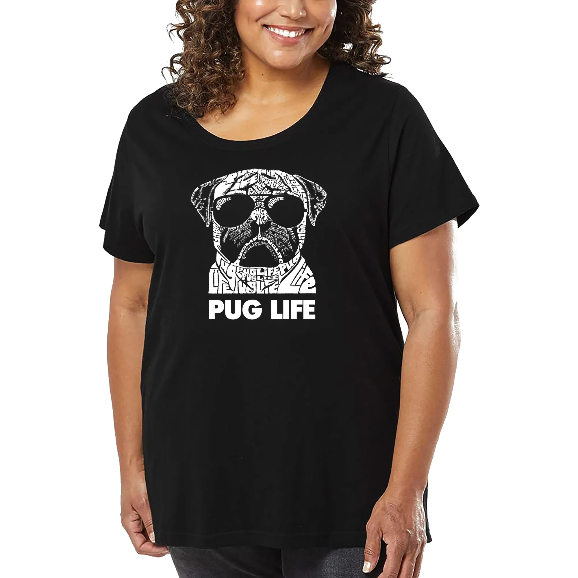 Women's Plus Size Word Art T-shirt - Pug Life sold by LA Pop Art