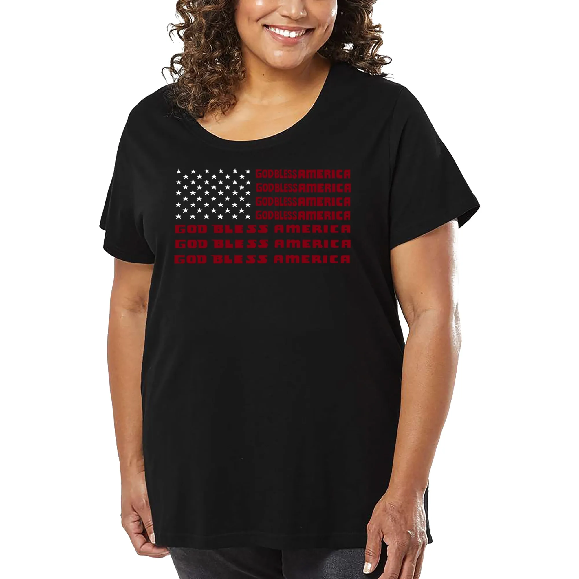 Women's Plus Size Word Art T-shirt - God Bless America sold by LA Pop Art
