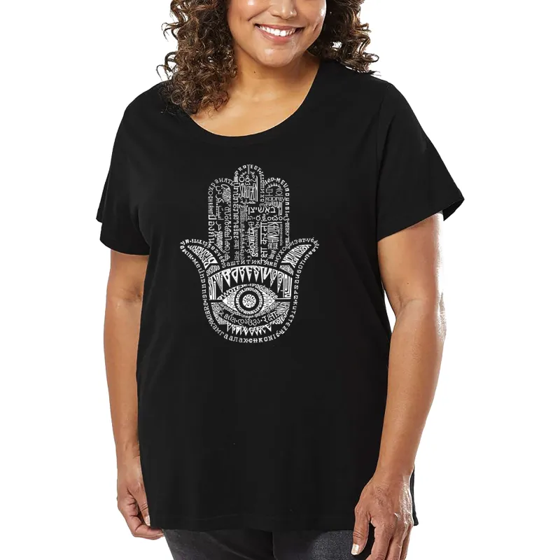 Women's Plus Size Word Art T-shirt - Hamsa sold by LA Pop Art