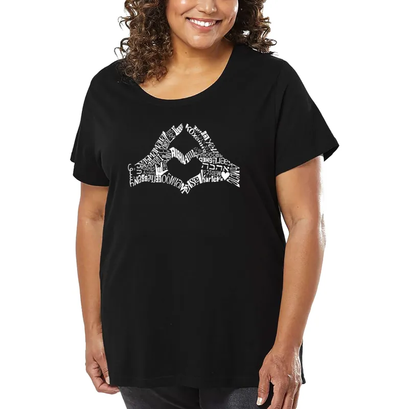 Women's Plus Size Word Art T-shirt - Finger Heart sold by LA Pop Art