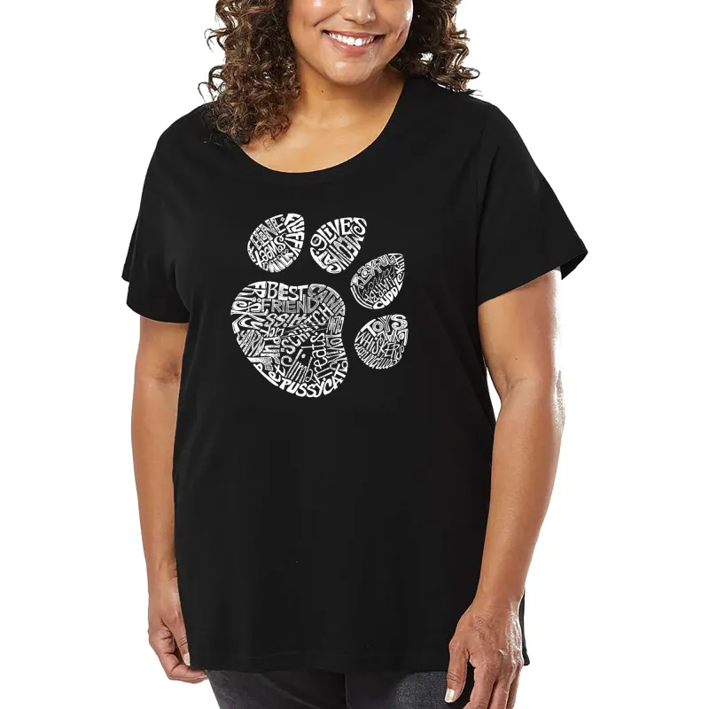 Women's Plus Size Word Art T-shirt - Cat Paw sold by LA Pop Art