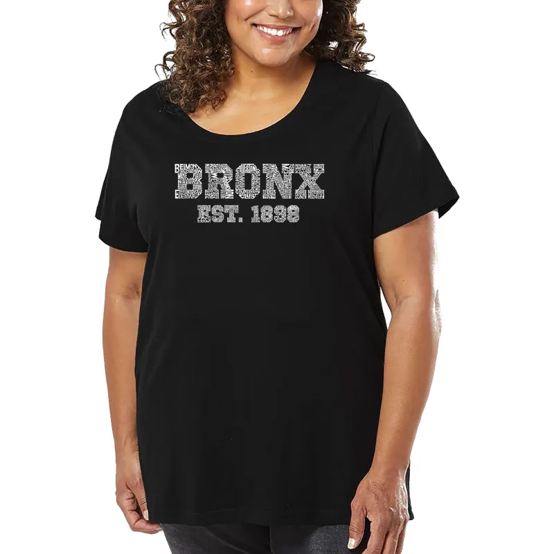 Women's Plus Size Word Art T-shirt - POPULAR NEIGHBORHOODS IN BRONX, NY sold by LA Pop Art