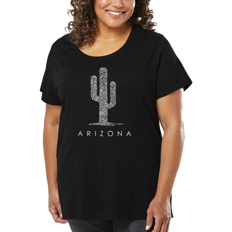 Women's Plus Size Word Art T-shirt - Arizona Cities sold by LA Pop Art