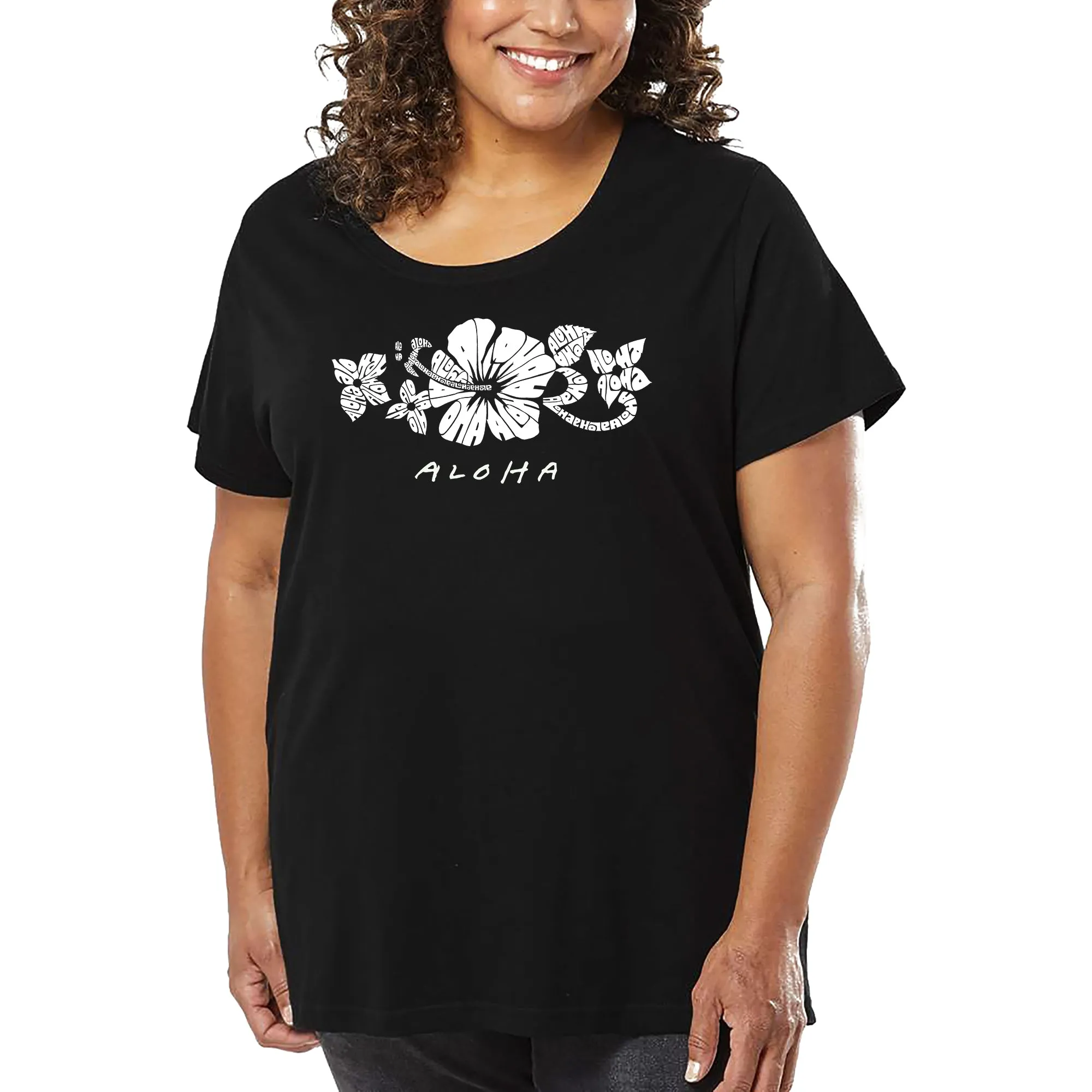 Women's Plus Size Word Art T-shirt - ALOHA sold by LA Pop Art