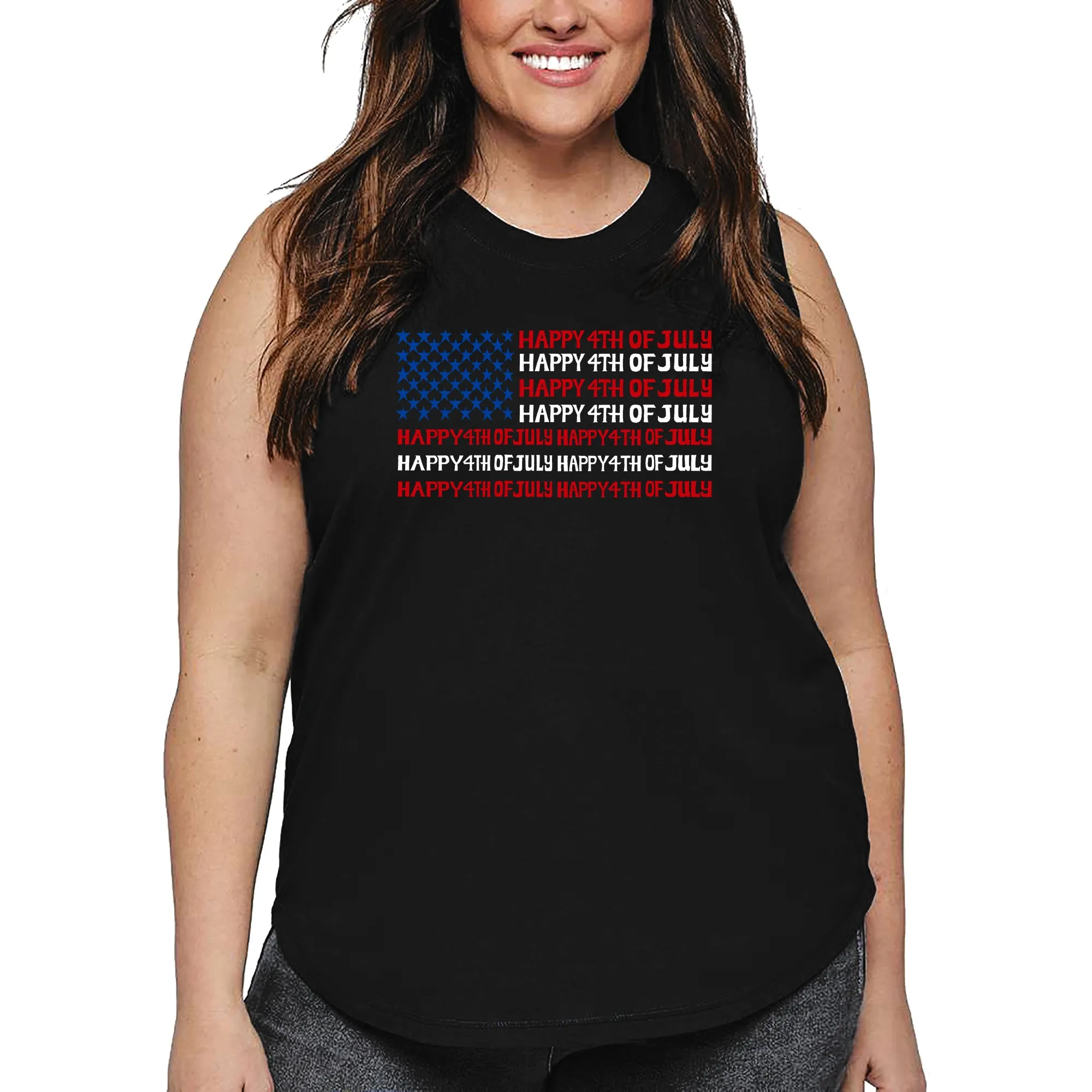 Happy 4th of July - Women's Plus Size Word Art Tank Top sold by LA Pop Art