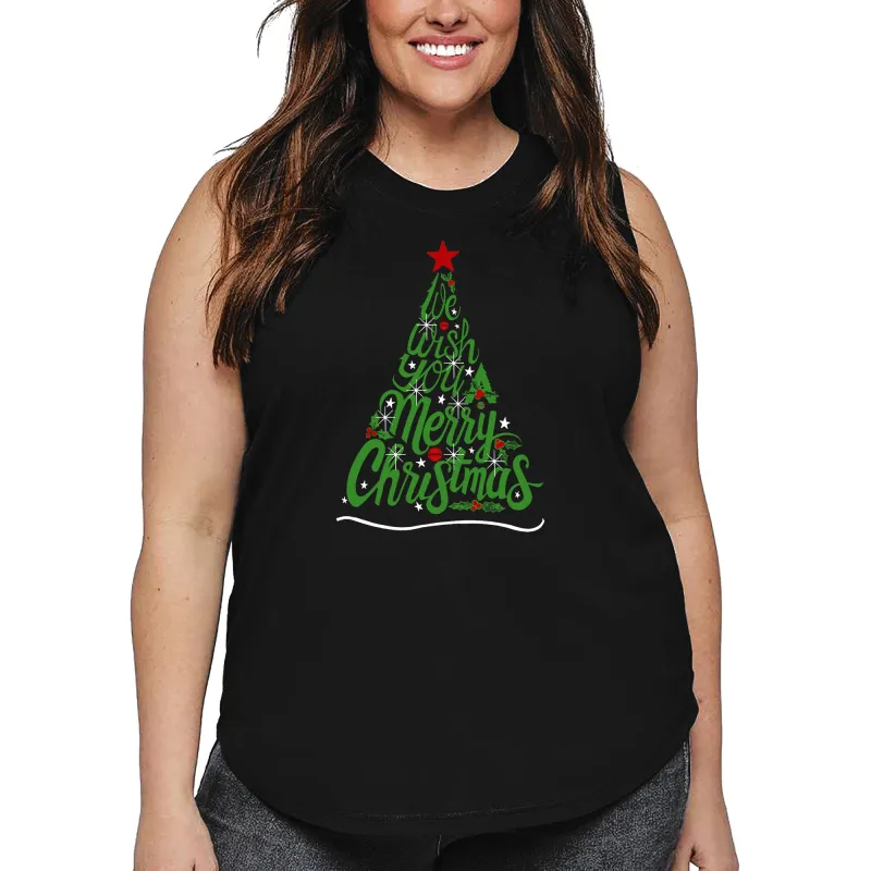 We Wish You A Merry Christmas - Women's Plus Size Word Art Tank Top sold by LA Pop Art