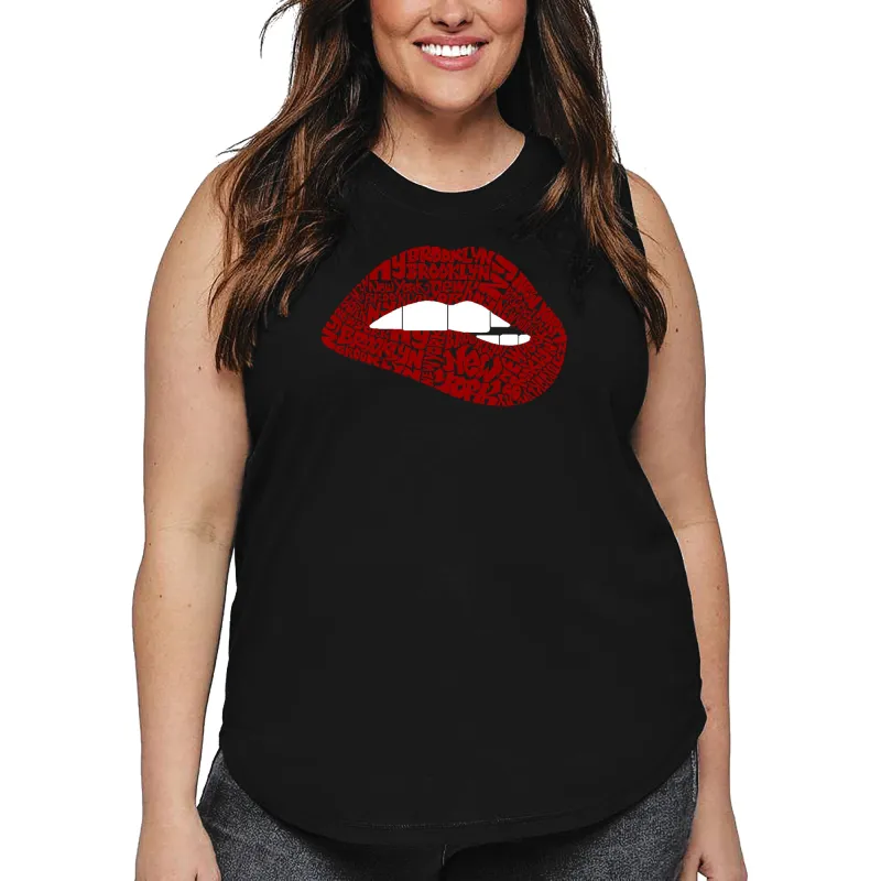 Brooklyn Lips - Women's Plus Size Word Art Tank Top sold by LA Pop Art