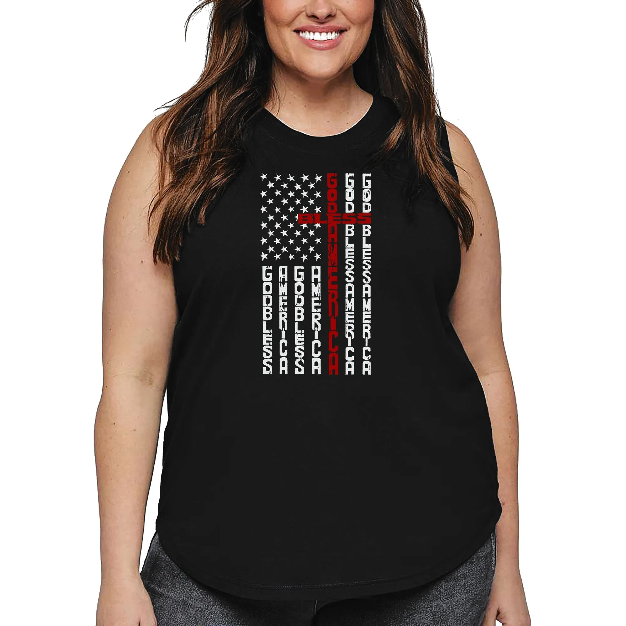Cross Flag - Women's Plus Size Word Art Tank Top sold by LA Pop Art