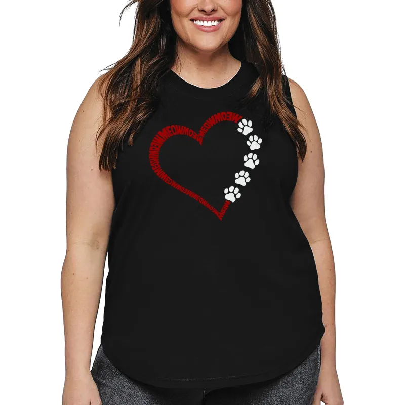 Meow Heart - Women's Plus Size Word Art Tank Top sold by LA Pop Art