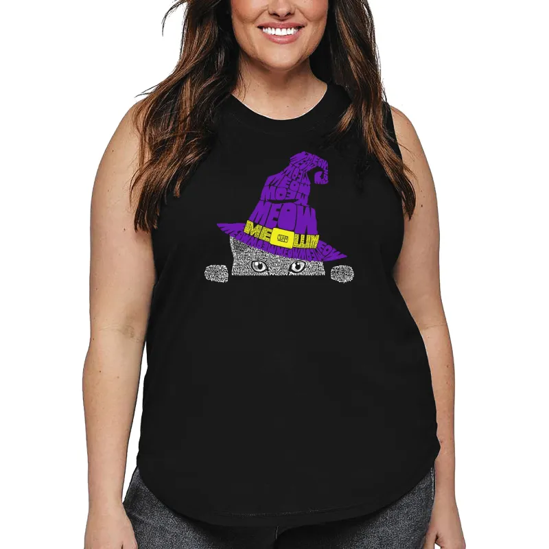Peeking Witch Cat - Women's Plus Size Word Art Tank Top sold by LA Pop Art