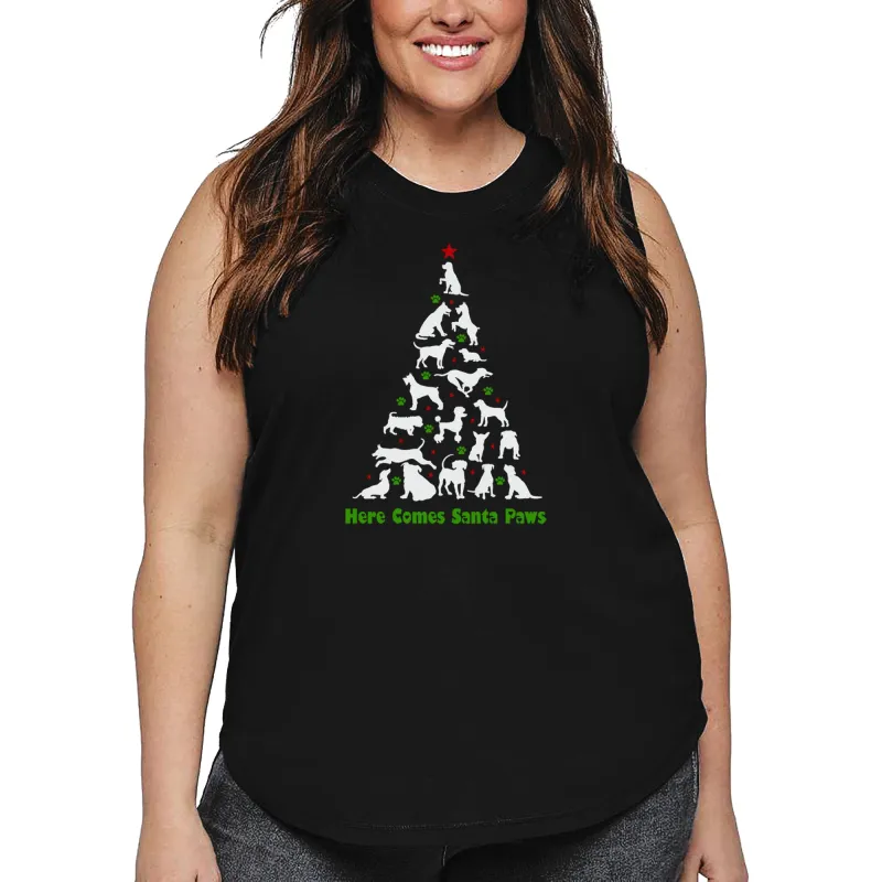 Here Comes Santa Paws - Women's Plus Size Word Art Tank Top sold by LA Pop Art