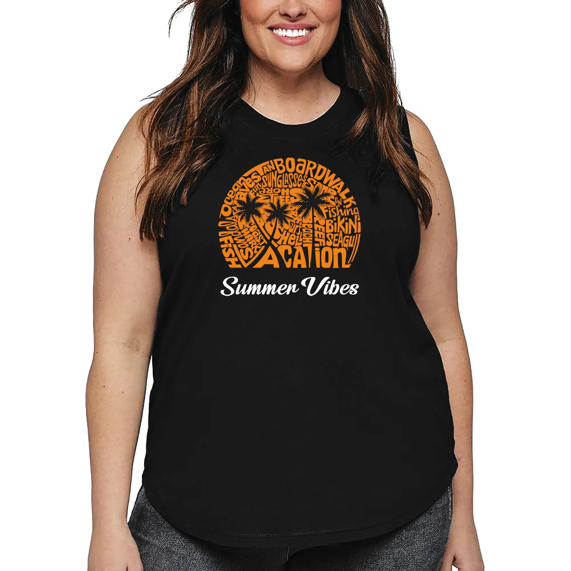 Summer Vibes - Women's Plus Size Word Art Tank Top sold by LA Pop Art