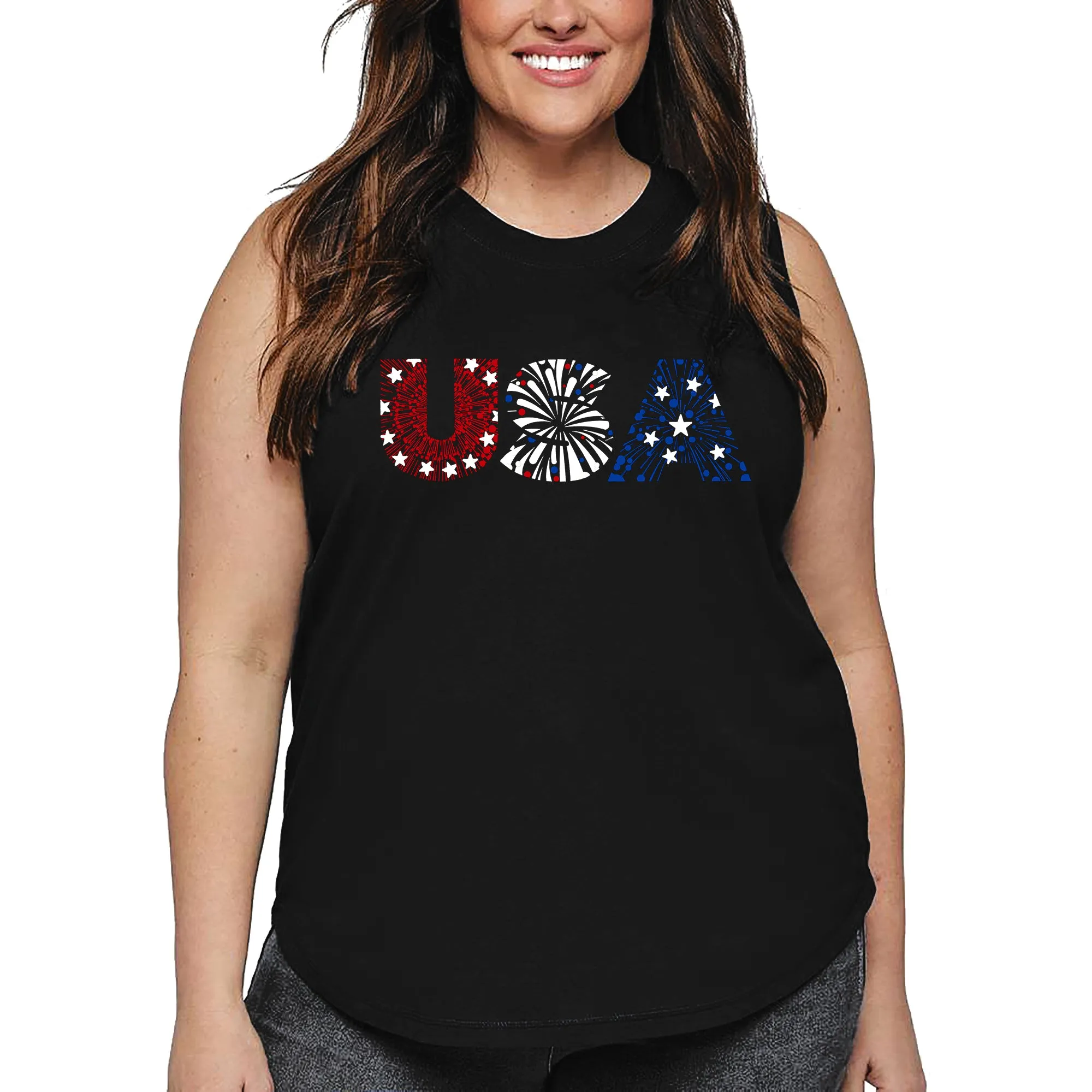 USA Fireworks - Women's Plus Size Word Art Tank Top sold by LA Pop Art
