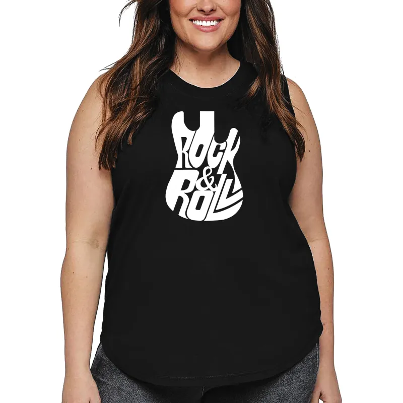 Rock And Roll Guitar - Women's Plus Size Word Art Tank Top sold by LA Pop Art