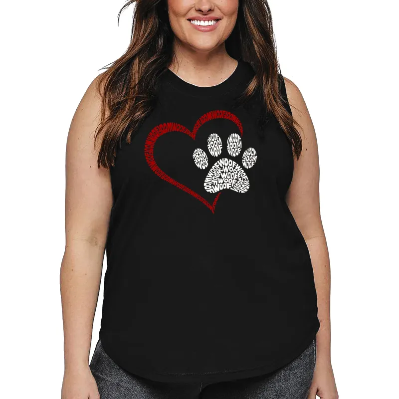 Paw Heart - Women's Plus Size Word Art Tank Top sold by LA Pop Art