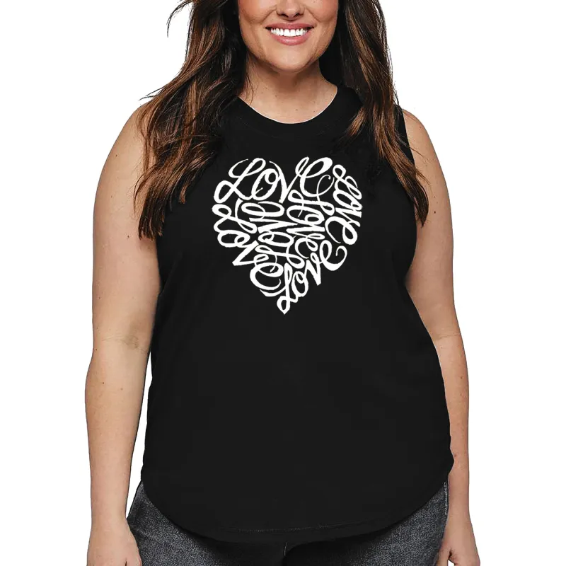 Cursive Heart - Women's Plus Size Word Art Tank Top sold by LA Pop Art