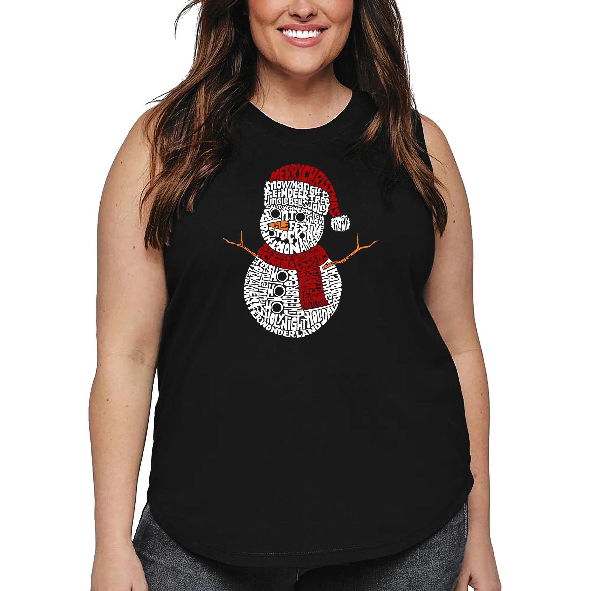 Christmas Snowman - Women's Plus Size Word Art Tank Top sold by LA Pop Art