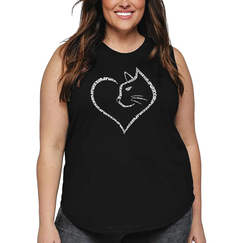Cat Heart - Women's Plus Size Word Art Tank Top sold by LA Pop Art