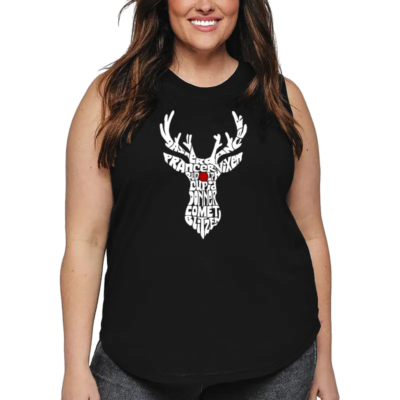 Women's Plus Size Word Art Tank Top - Santa's Reindeer sold by LA Pop Art