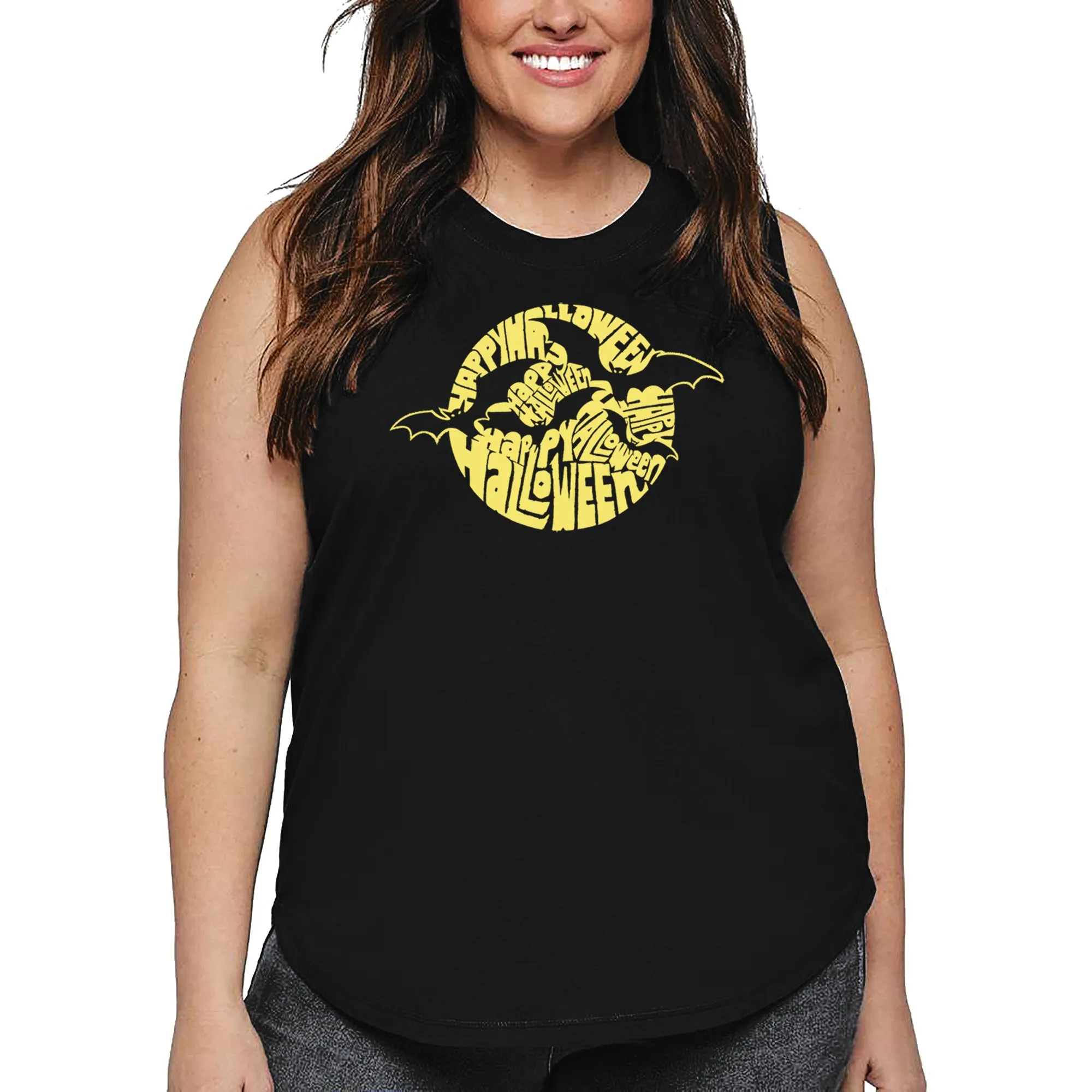 Women's Plus Size Word Art Tank Top - Halloween Bats sold by LA Pop Art