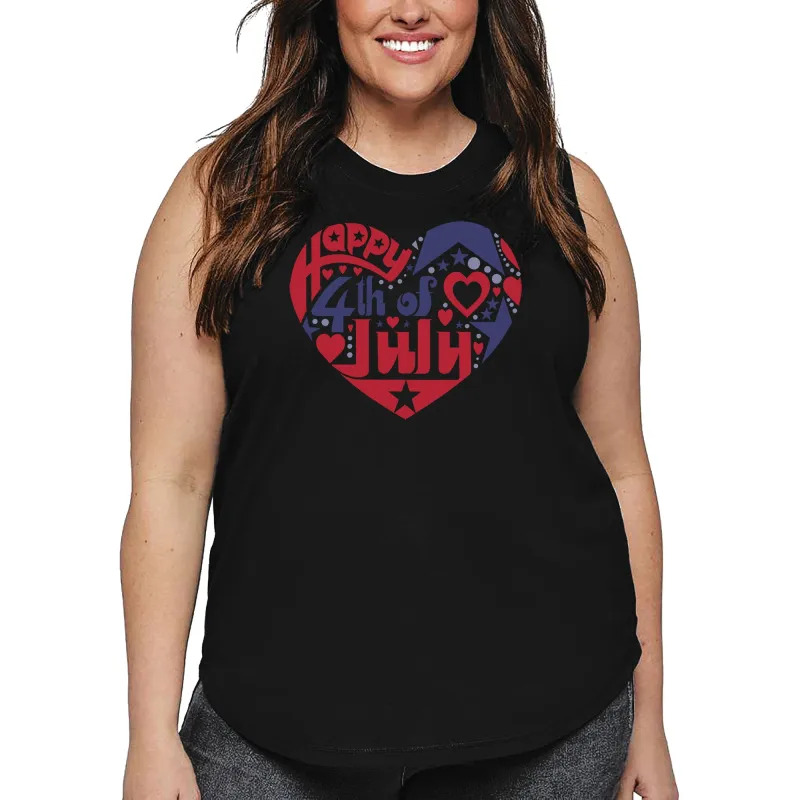 Women's Plus Size Word Art Tank Top - July 4th Heart sold by LA Pop Art