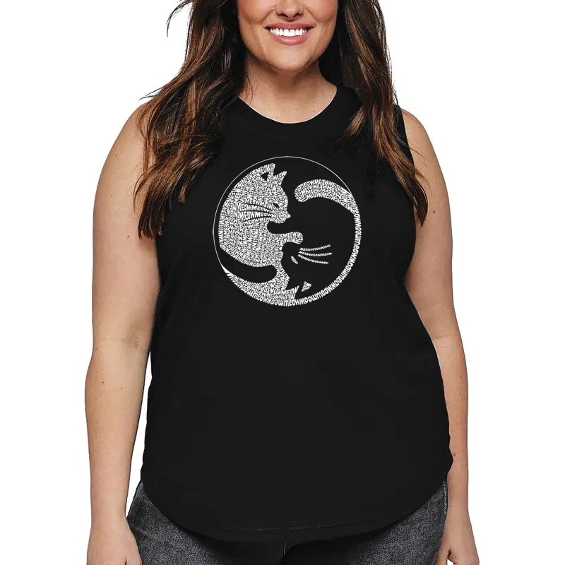 Women's Plus Size Word Art Tank Top - Yin Yang Cat sold by LA Pop Art