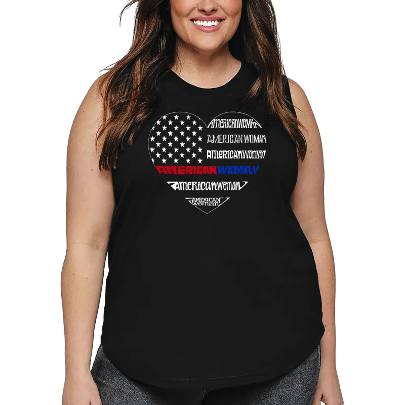 Women's Plus Size Word Art Tank Top - American Woman sold by LA Pop Art
