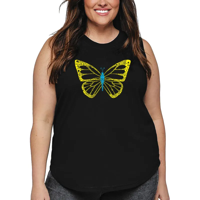 Women's Plus Size Word Art Tank Top - Butterfly sold by LA Pop Art