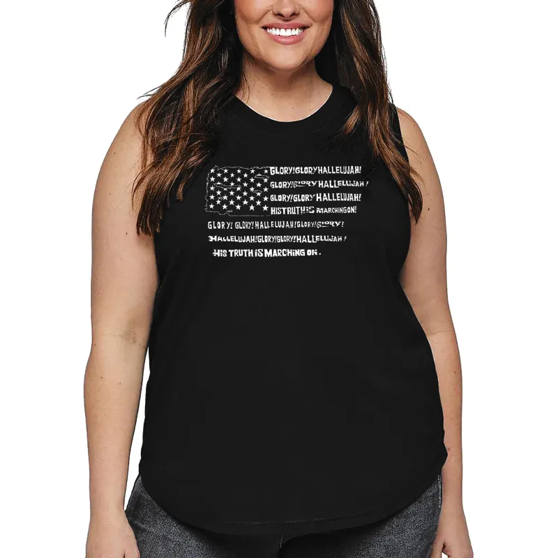 Women's Plus Size Word Art Tank Top - Glory Hallelujah Flag sold by LA Pop Art