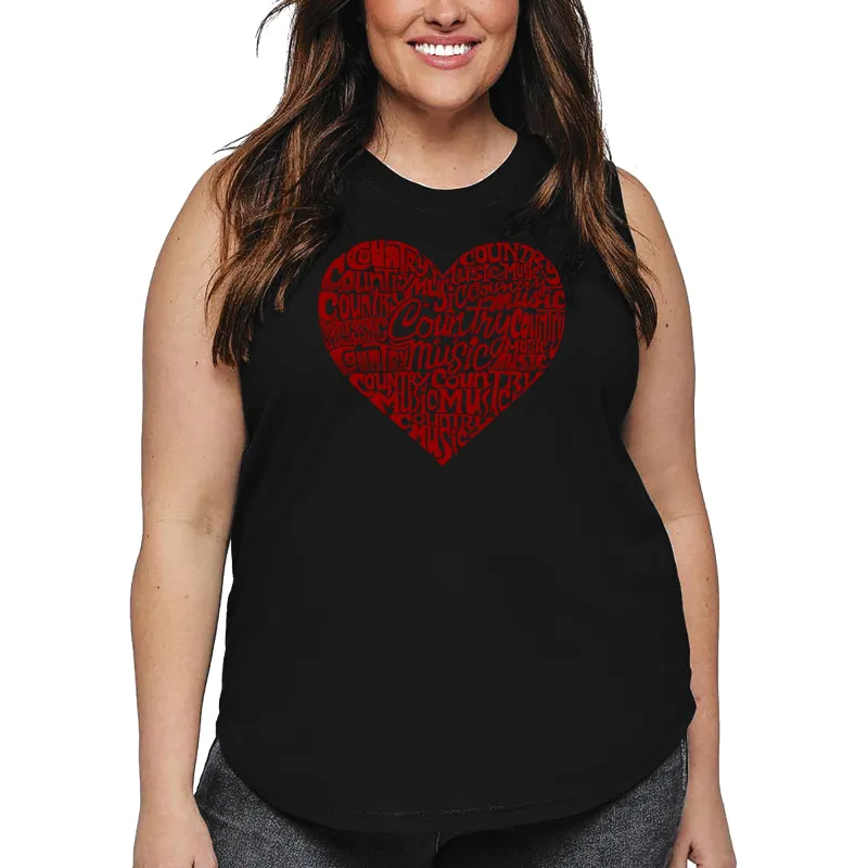 Women's Plus Size Word Art Tank Top - Country Music Heart sold by LA Pop Art