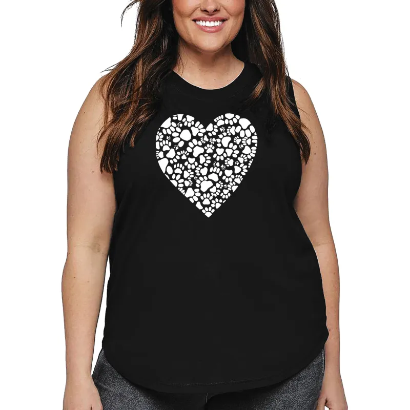 Women's Plus Size Word Art Tank Top - Paw Prints Heart sold by LA Pop Art