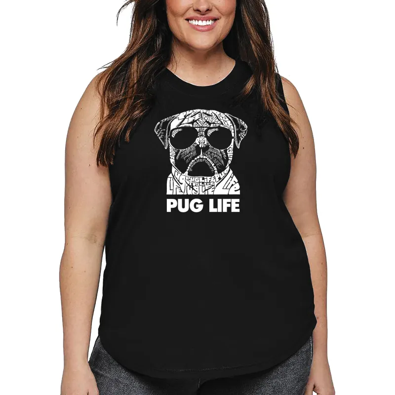 Women's Plus Size Word Art Tank Top - Pug Life sold by LA Pop Art