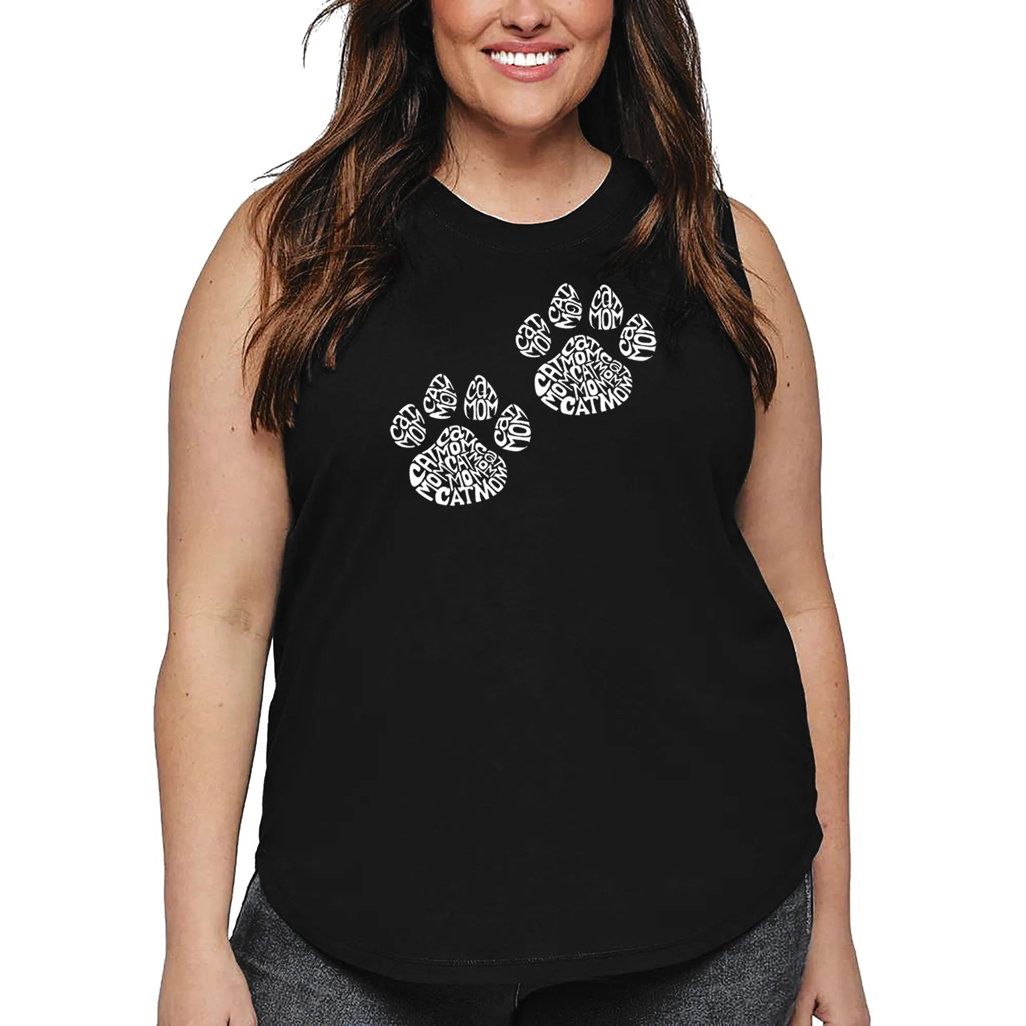 Women's Plus Size Word Art Tank Top - Cat Mom sold by LA Pop Art