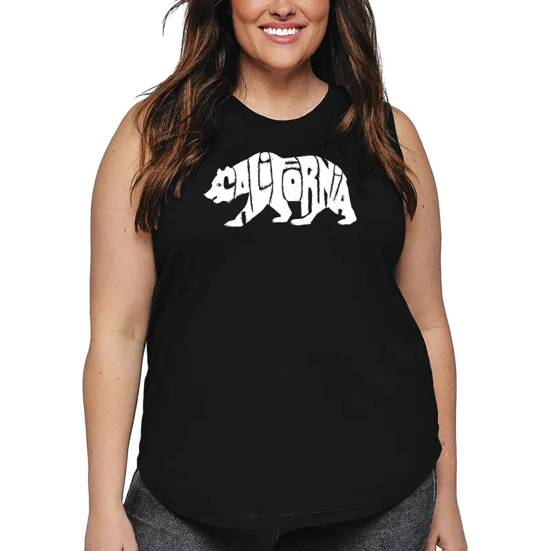 Women's Plus Size Word Art Tank Top - California Bear sold by LA Pop Art
