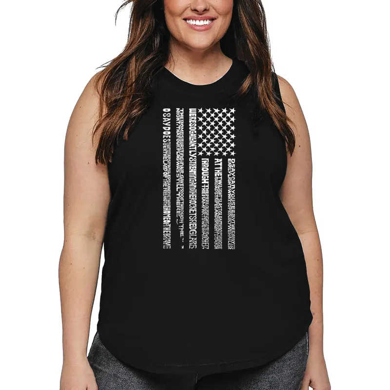 Women's Plus Size Word Art Tank Top - National Anthem Flag sold by LA Pop Art