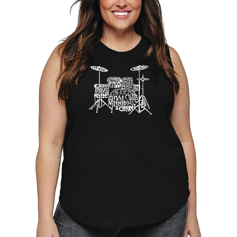 Women's Plus Size Word Art Tank Top - Drums sold by LA Pop Art